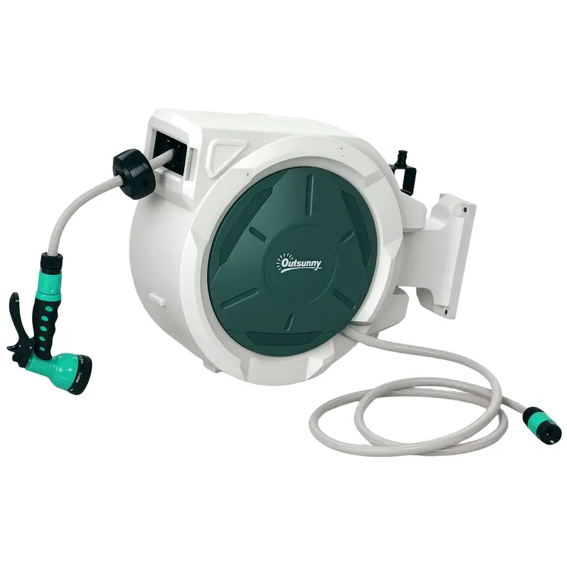1/2 In X 65Ft Retractable Garden Hose Reel With 7-Function Nozzle 1