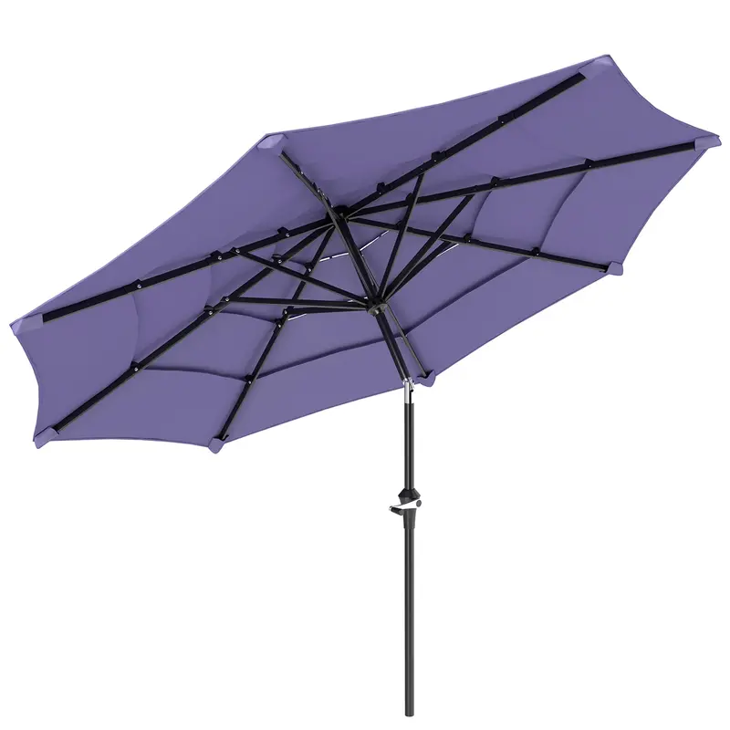 10.7' Patio Umbrella With 8 Ribs & Push-Button Tilt, Purple 1
