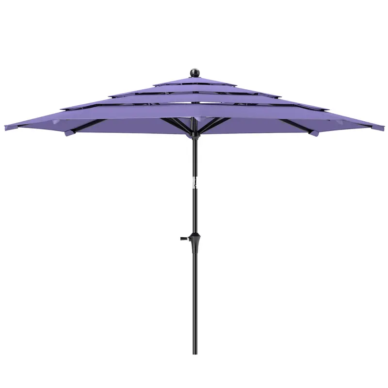 10.7' Patio Umbrella With 8 Ribs & Push-Button Tilt, Purple 2
