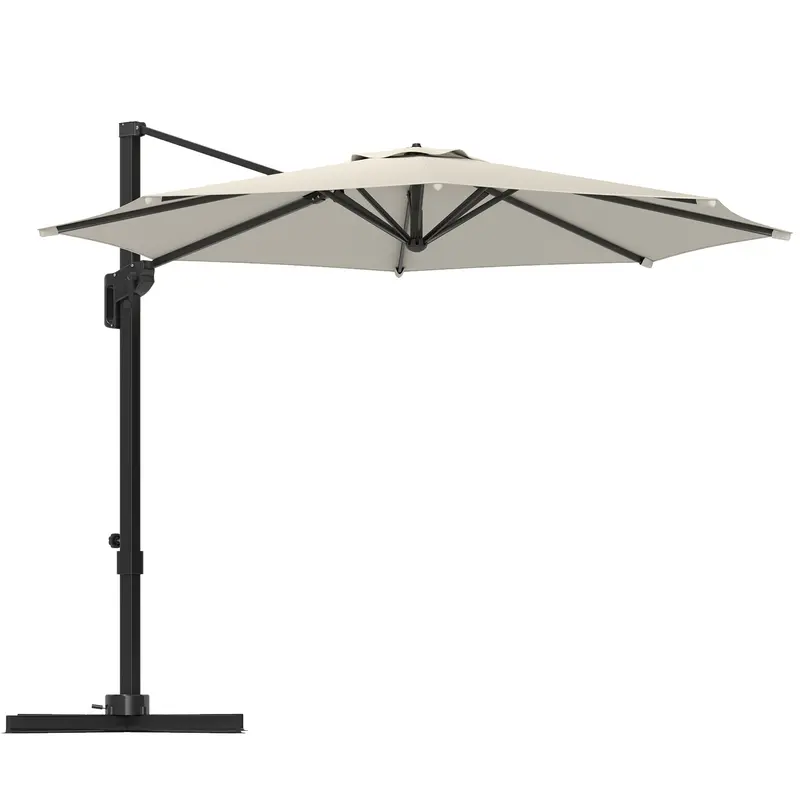 10' Cantilever Patio Umbrella With 360° Rotation & Tilt, Cream White 1