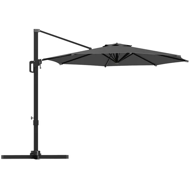 10' Cantilever Patio Umbrella With 360¡Ã Rotation & Tilt, Grey 1
