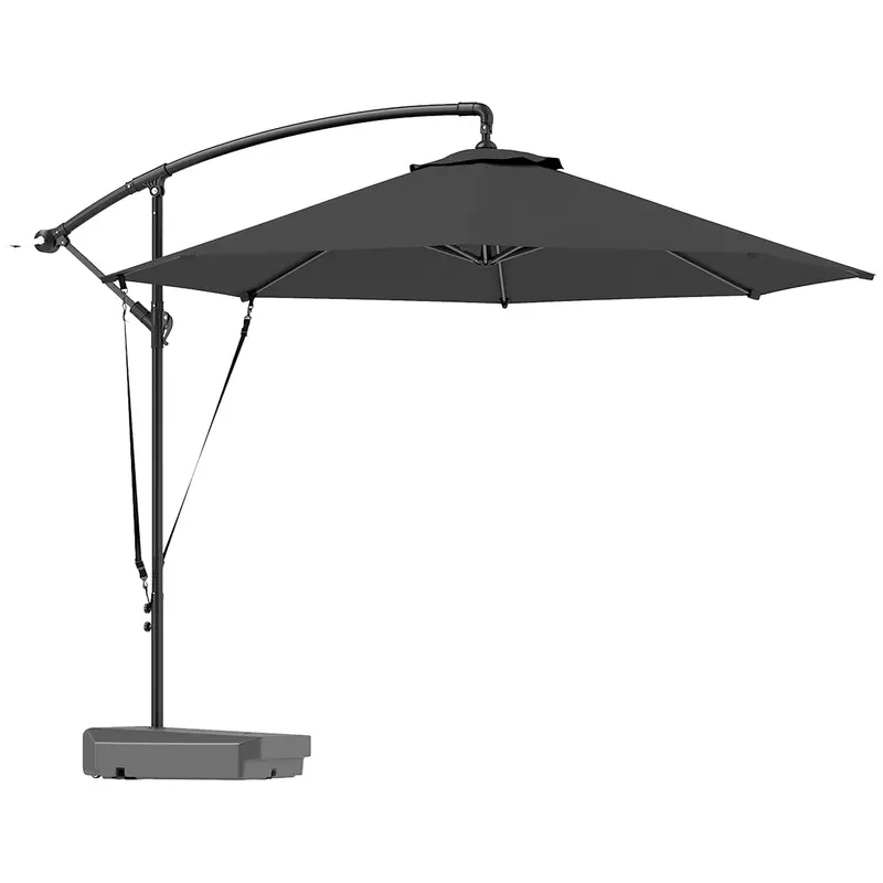 10' Round Cantilever Umbrella With Fillable Base & Cover, Upf50+, Grey 1