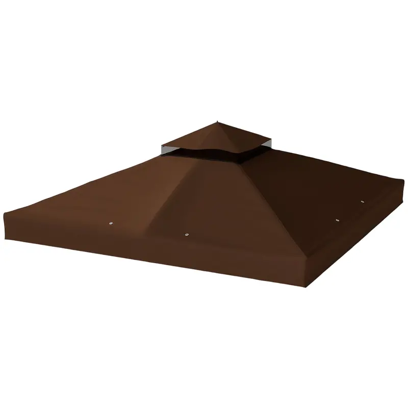 10' X 10' 2-Tier Gazebo Replacement Canopy Top Cover, Coffee 2