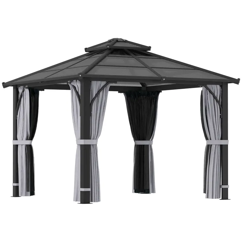 10' X 10' Hardtop Gazebo With 7Mm Polycarbonate Double Roof 1