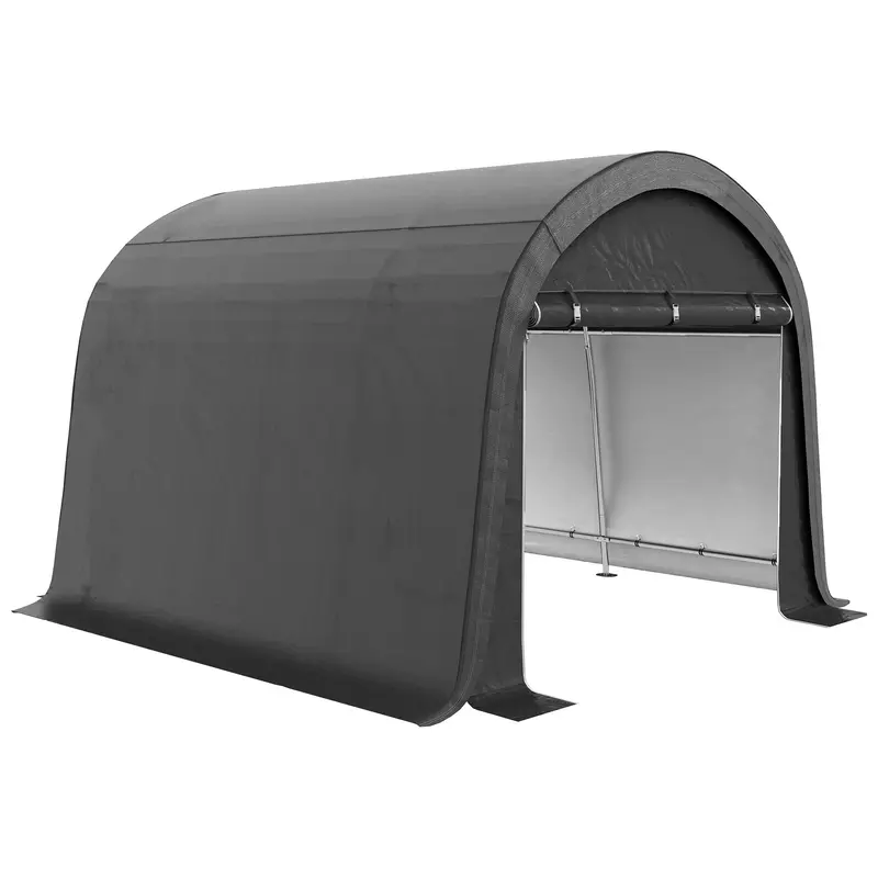 10' X 10' Heavy Duty Garden Storage Tent With Galvanized Frame, Grey 1