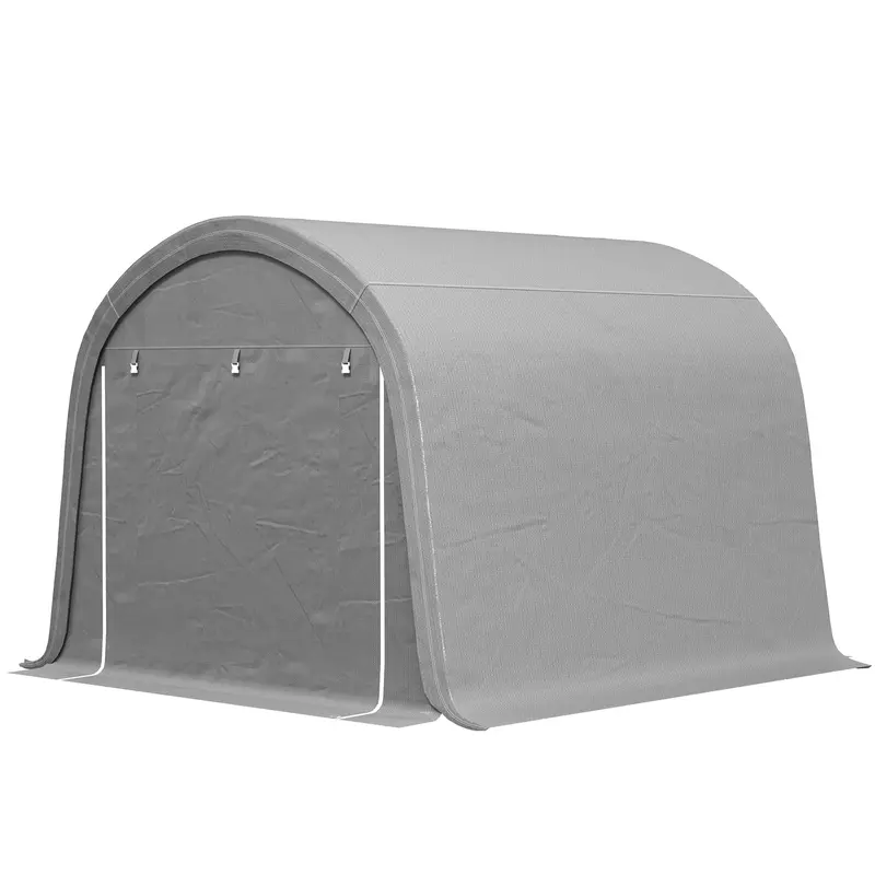 10' X 10' Heavy Duty Garden Storage Tent With Galvanized Frame, Light Grey 2