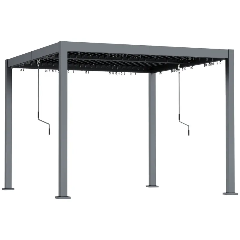 10' X 10' Louvered Pergola With Adjustable Metal Roof, Aluminum Frame 1