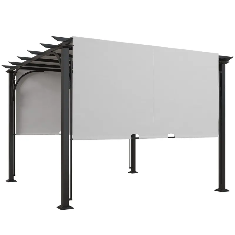 10' X 10' Outdoor Pergola Patio Gazebo Canopy Sun Shelter With Steel Frame, White 2