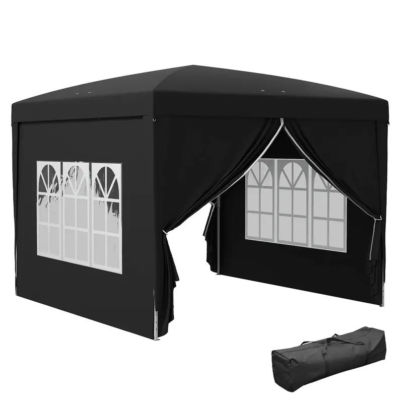 10' X 10' Outdoor Pop Up Party Tent Gazebo With Carrying Bag, Black 1