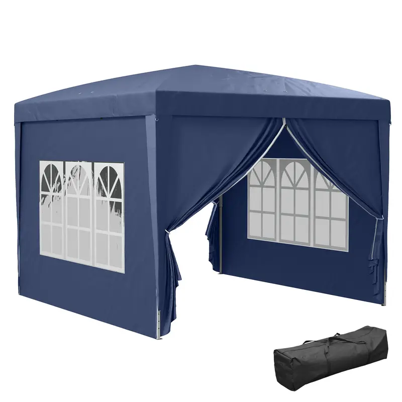 10' X 10' Outdoor Pop Up Party Tent Gazebo With Carrying Bag, Blue 1
