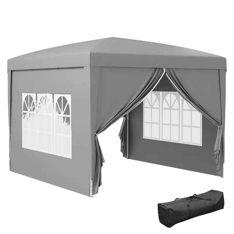 10' X 10' Outdoor Pop Up Party Tent Gazebo With Carrying Bag, Light Grey 1