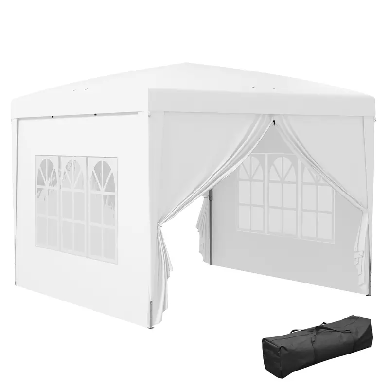 10' X 10' Outdoor Pop Up Party Tent Gazebo With Carrying Bag, White 1