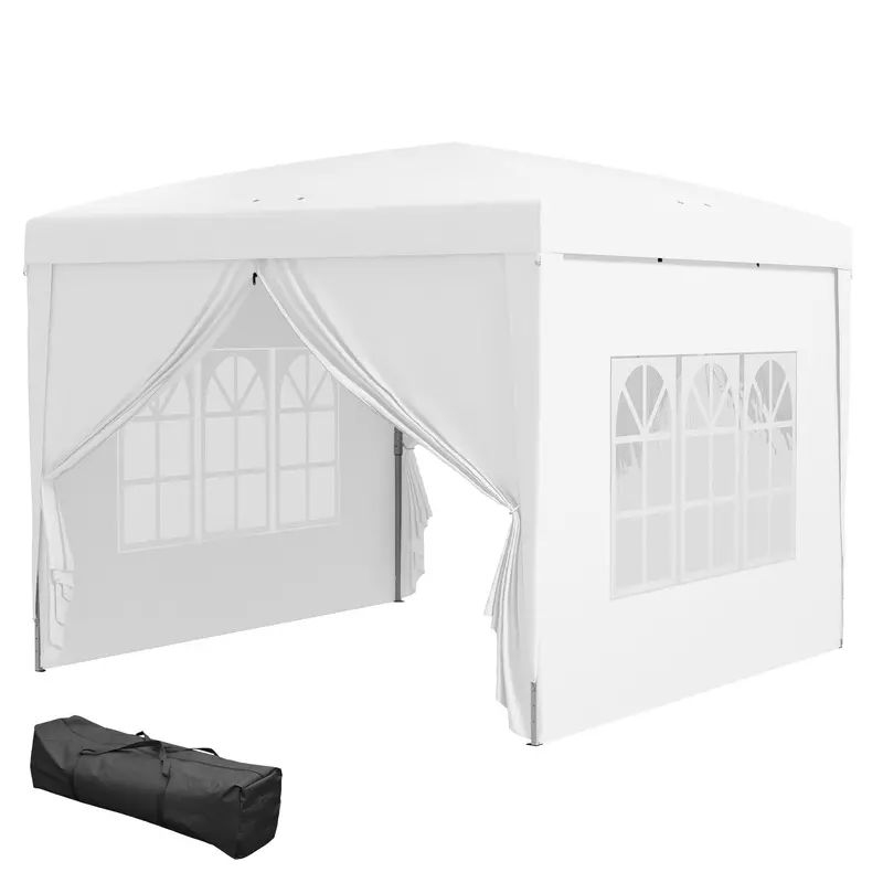 10' X 10' Outdoor Pop Up Party Tent Gazebo With Carrying Bag, White 2