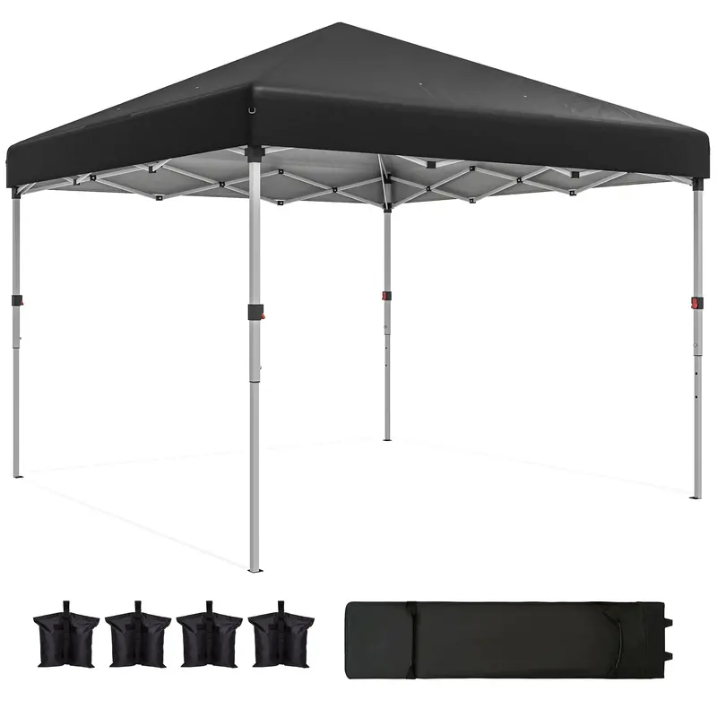 10' X 10' Pop Up Canopy Tent With Sidewalls And Roller Bag, Black 2