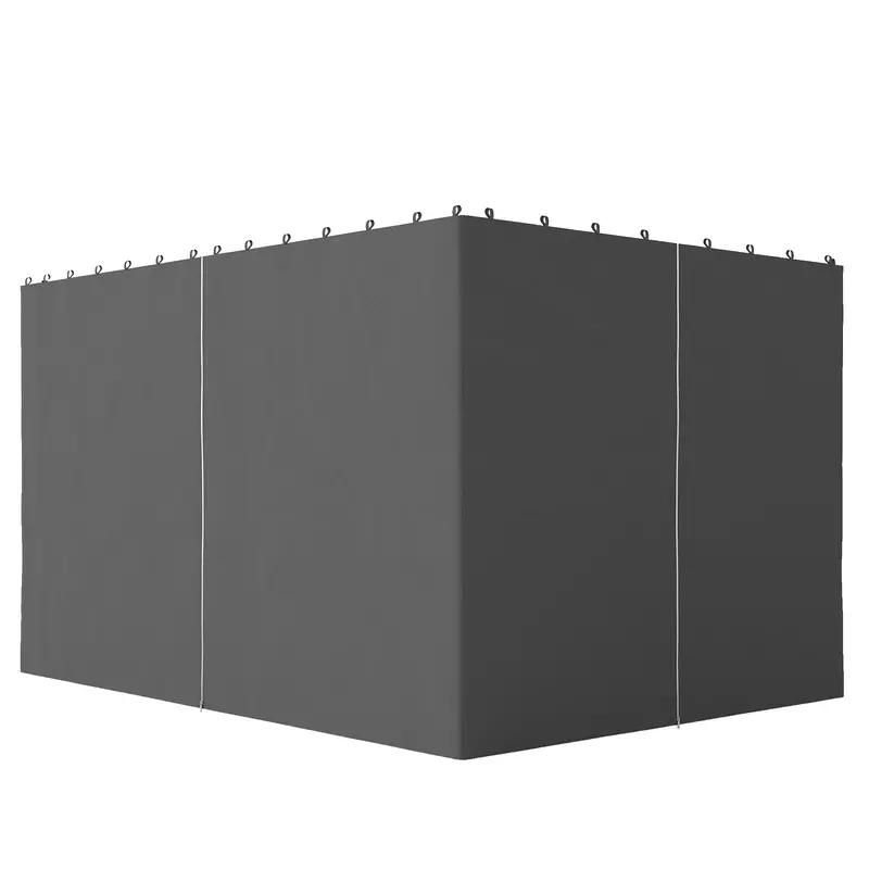 10' X 12' Gazebo Sidewall Set With 4 Panels And Hooks, Grey 1