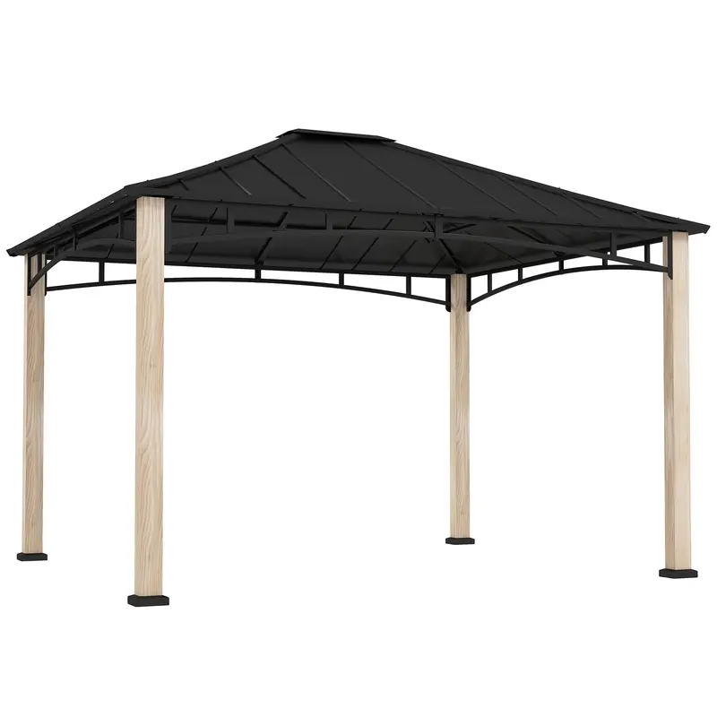 10' X 12' Hardtop Gazebo With Galvanized Metal Roof & Wood Grain Frame 1