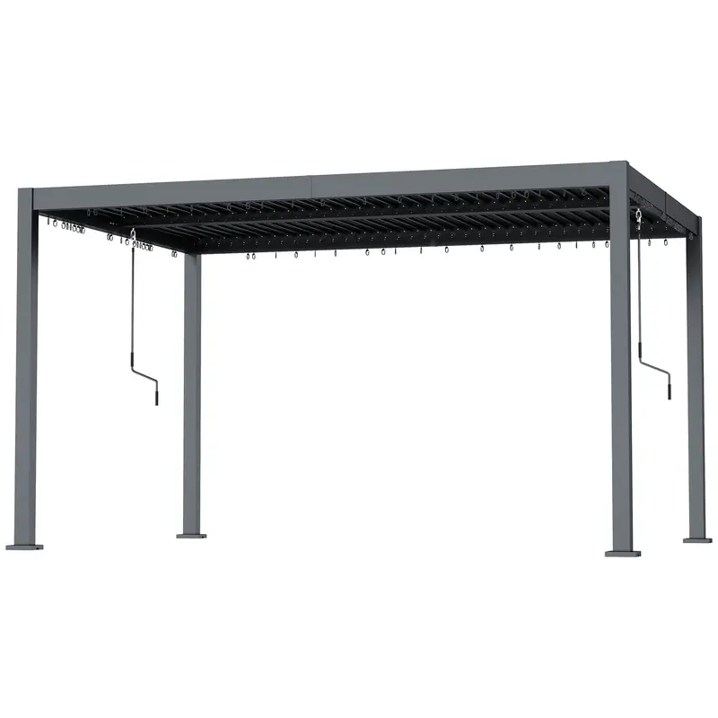 10' X 12' Louvered Pergola With Adjustable Metal Roof, Aluminum Frame 2