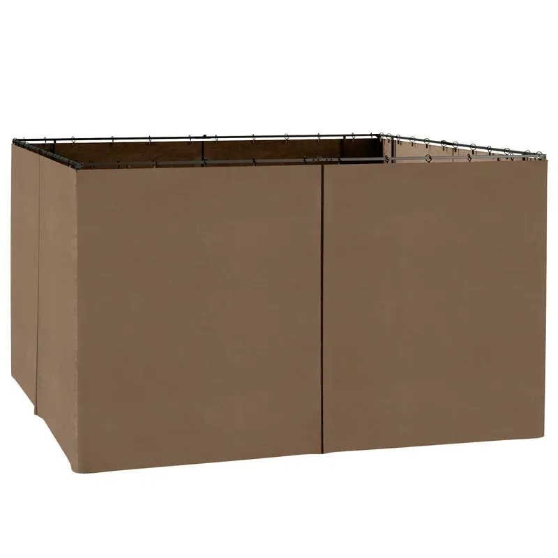 10' X 12' Universal Gazebo Sidewall Set (4 Panels) With Hooks, Brown 1