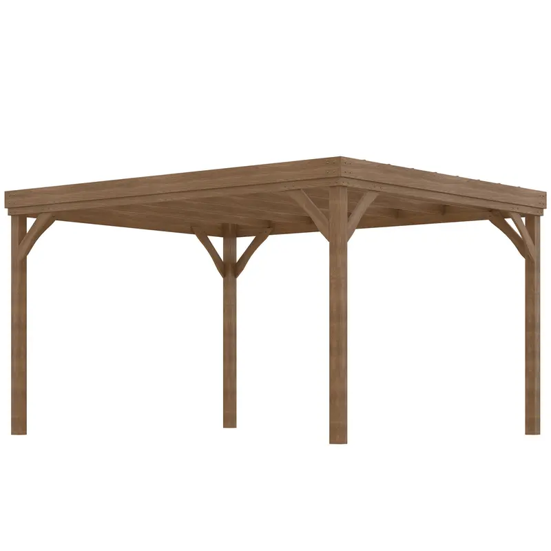 10' X 12' Wood Pergola With Concrete Anchors For Climbing Plants, Brown 2