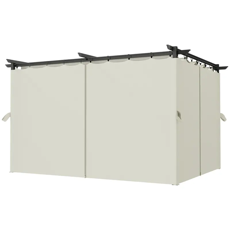 10' X 13' Retractable Pergola Canopy With Curtains, Cream White 2