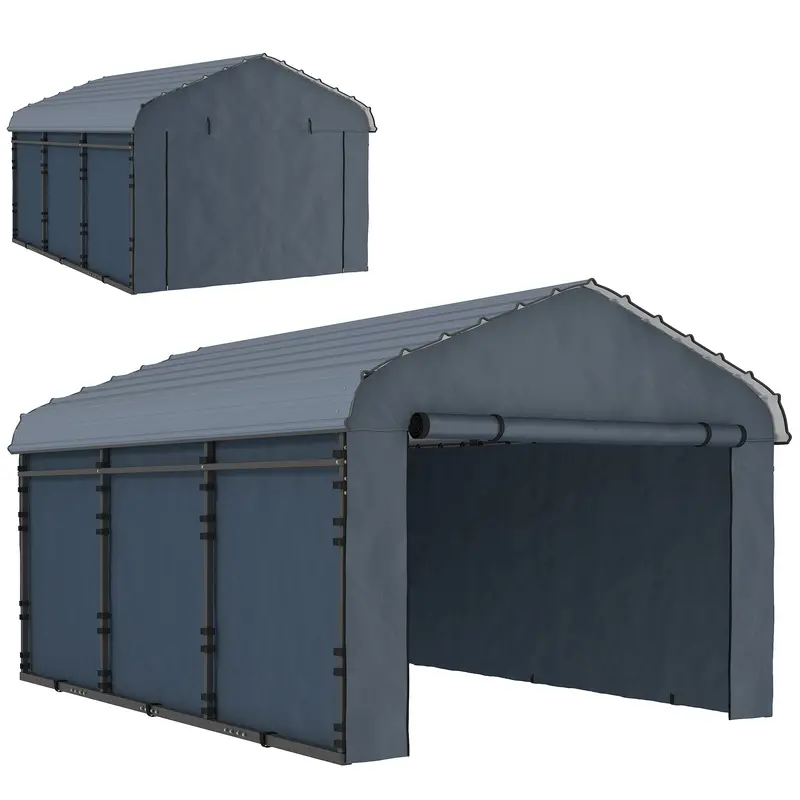 10' X 15' Waterproof Metal Carport With Removable Sidewalls 1