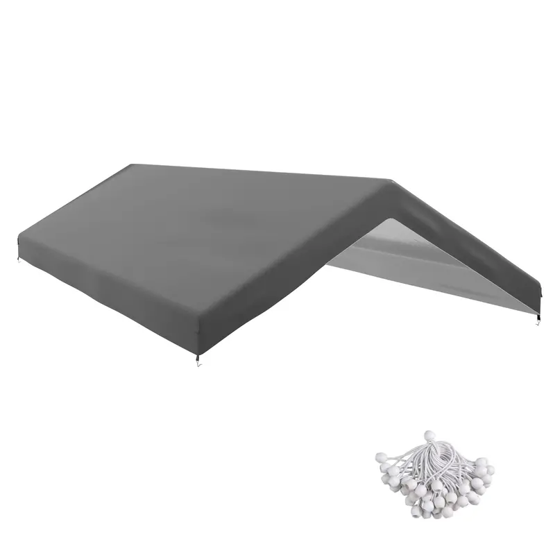 10' X 20' Carport Replacement Canopy With Bungee Cords, Dark Grey 1