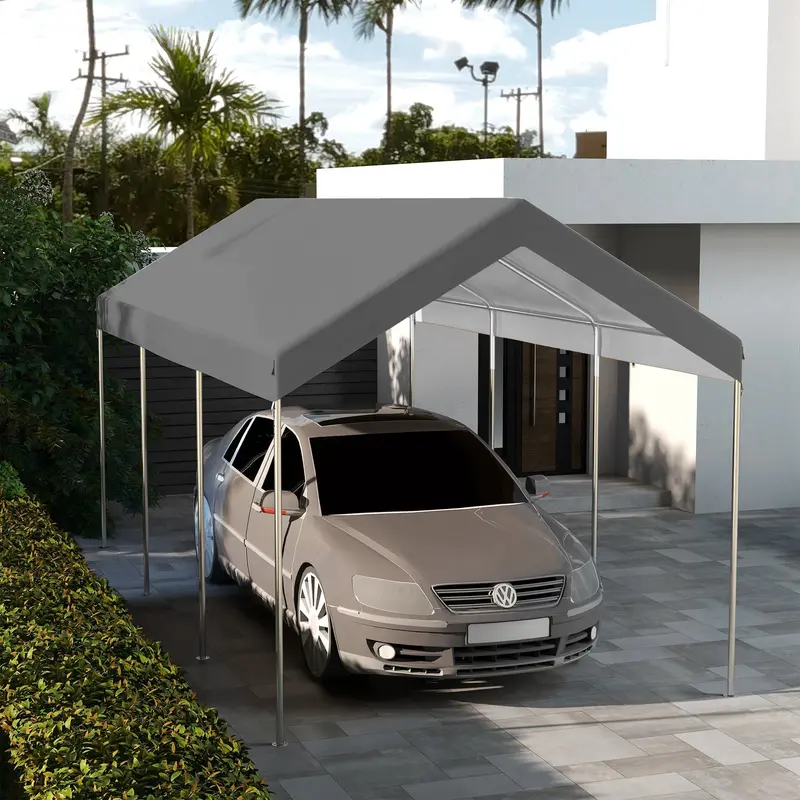 10' X 20' Carport Replacement Canopy With Bungee Cords, Dark Grey 2