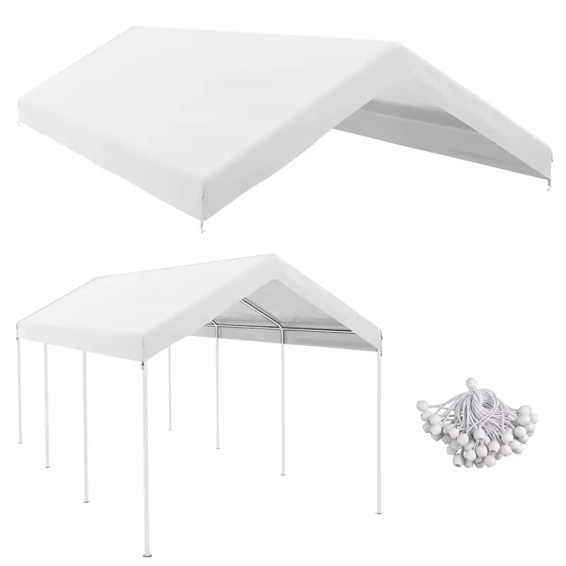 10' X 20' Carport Replacement Canopy With Bungee Cords, White 1