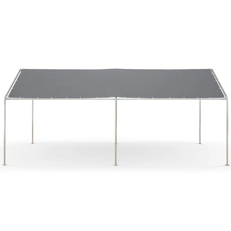 10' X 20' Galvanized Carport With Anchor Kit & Steel Cables, Grey 2