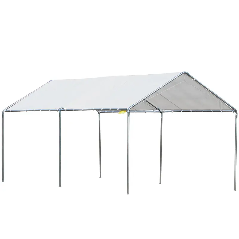 10' X 20' Galvanized Carport With Anchor Kit & Steel Cables, White 1