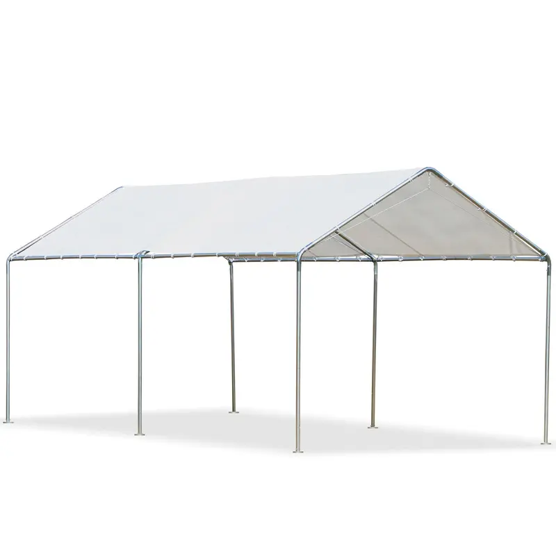 10' X 20' Galvanized Carport With Anchor Kit & Steel Cables, White 2