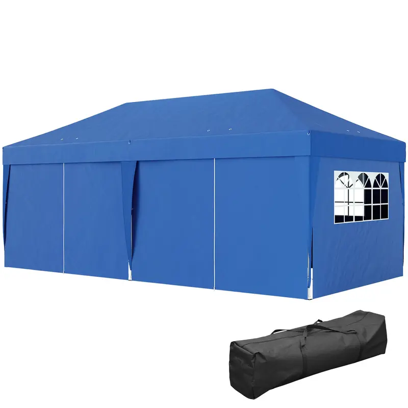 10' X 20' Pop Up Canopy With 6 Walls & Steel Frame, Easy Assemble With Carrying Bag, Blue 2