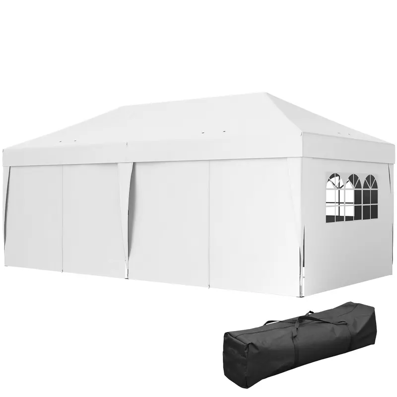 10' X 20' Pop Up Canopy With 6 Walls & Steel Frame, Easy Assemble With Carrying Bag, White 2