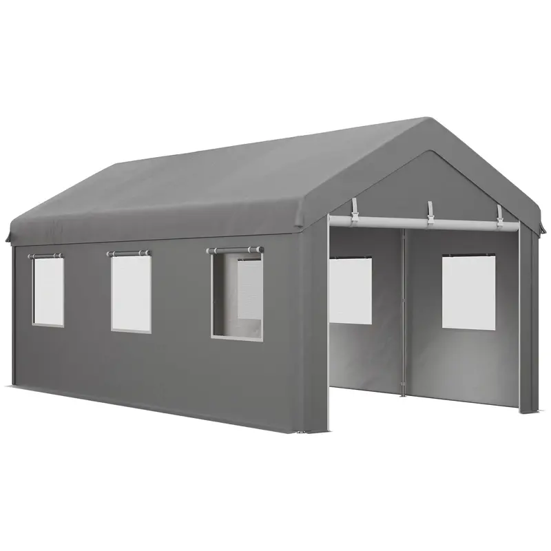 10' X 20' Portable Garage With 2 Roll-Up Doors & 6 Windows 1