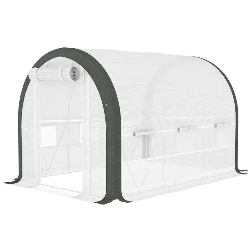 10' X 6.6' X 6.6' Walk-In Tunnel Greenhouse With 6 Windows, White 2
