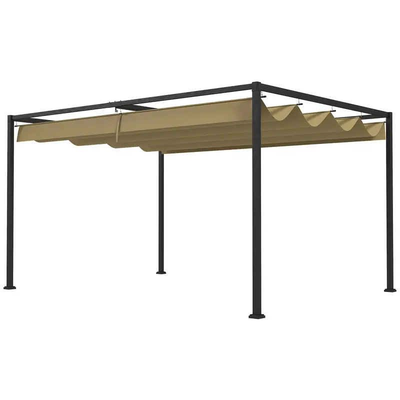 10' X 7' Retractable Pergola Canopy, Outdoor Sun Shade, Khaki 1
