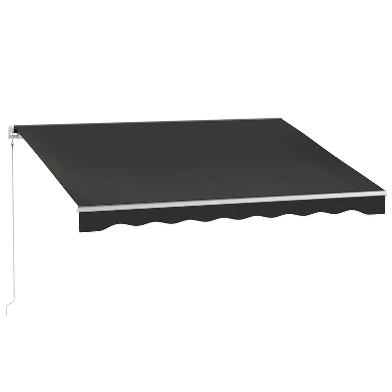 10' X 8' Electric Retractable Awning With Remote Control & Manual Crank Handle, Black 1