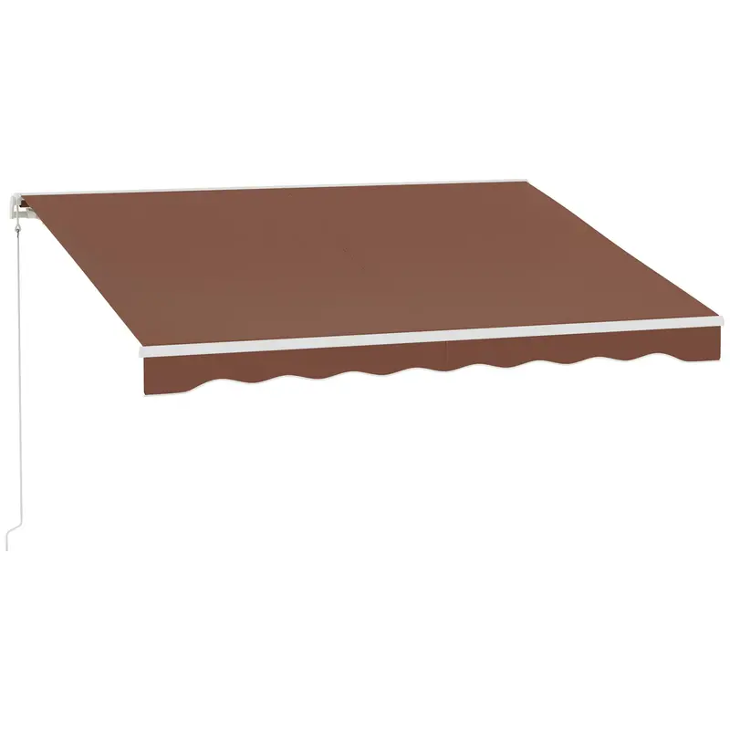 10' X 8' Electric Retractable Awning With Remote Control & Manual Crank Handle, Coffee 1