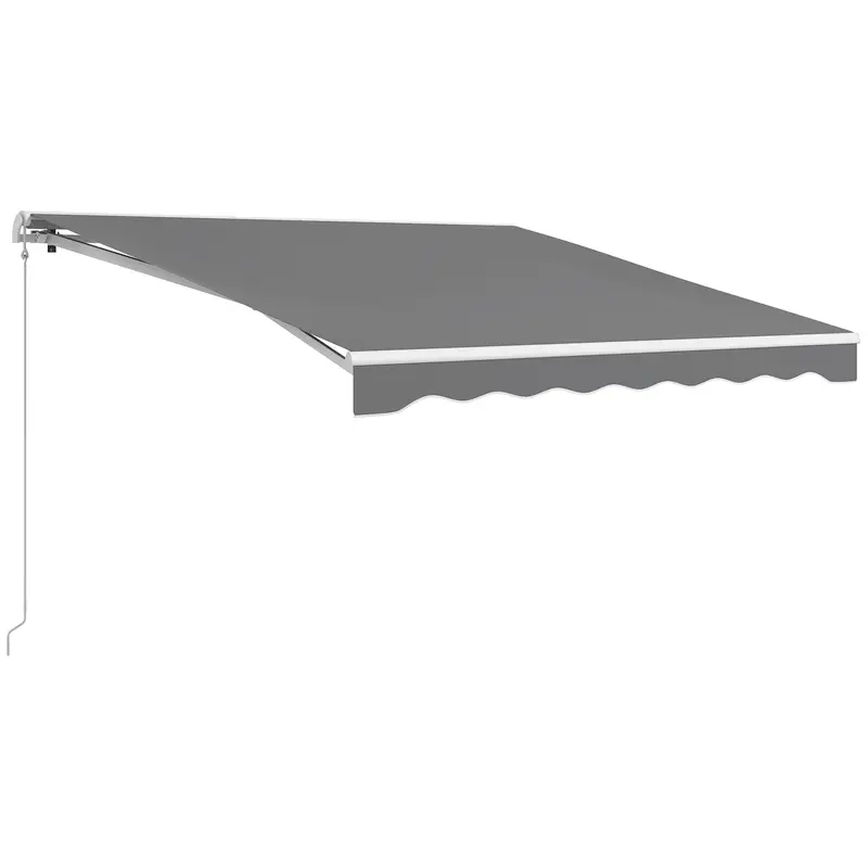 10' X 8' Electric Retractable Awning With Remote Control & Manual Crank Handle, Light Grey 1