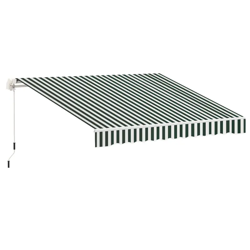10' X 8' Retractable Awning Fabric Replacement, 280Gsm Uv Resistant Fabric, Green And White 2
