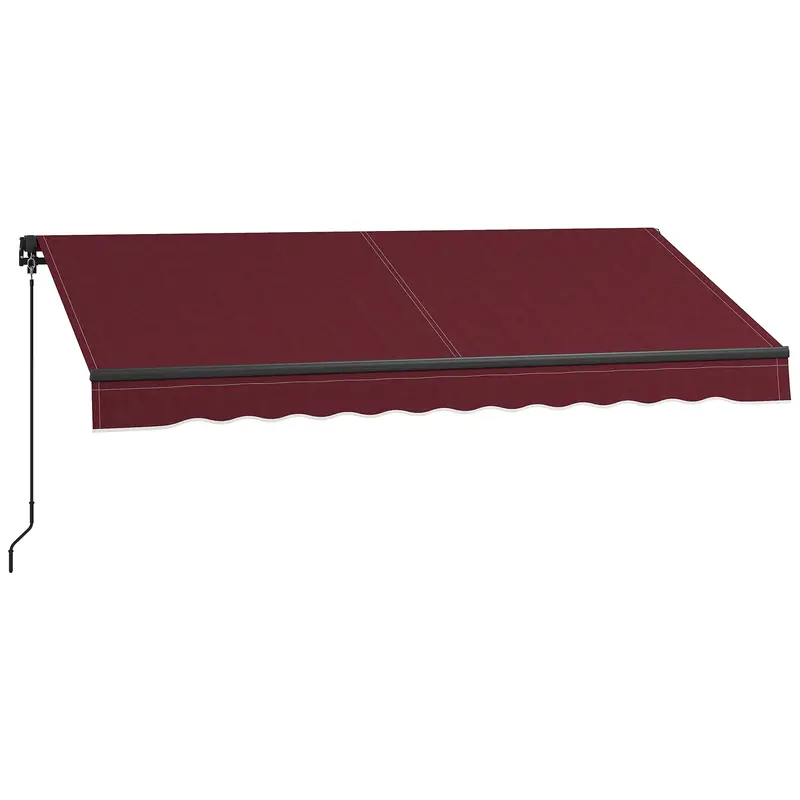 10' X 8' Retractable Awning With Manual Crank, 280Gsm Uv Resistant Fabric And Aluminum Frame, Wine Red 2