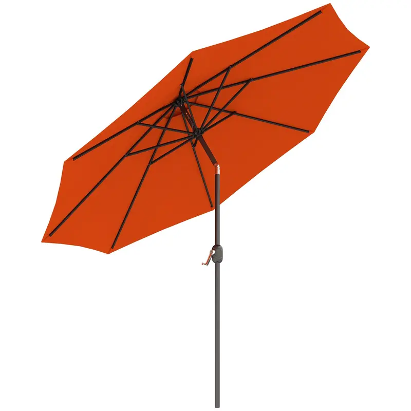 10' X 8' Round Market Umbrella With Crank And Tilt, Orange 1