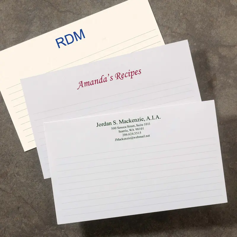 100 Personalized 3 X 5 Cards, Horizontal Ruled 1