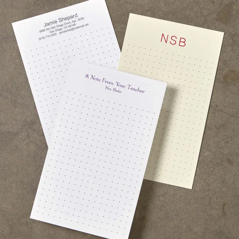 100 Personalized 3 X 5 Cards, Vertical Dot Grid 1