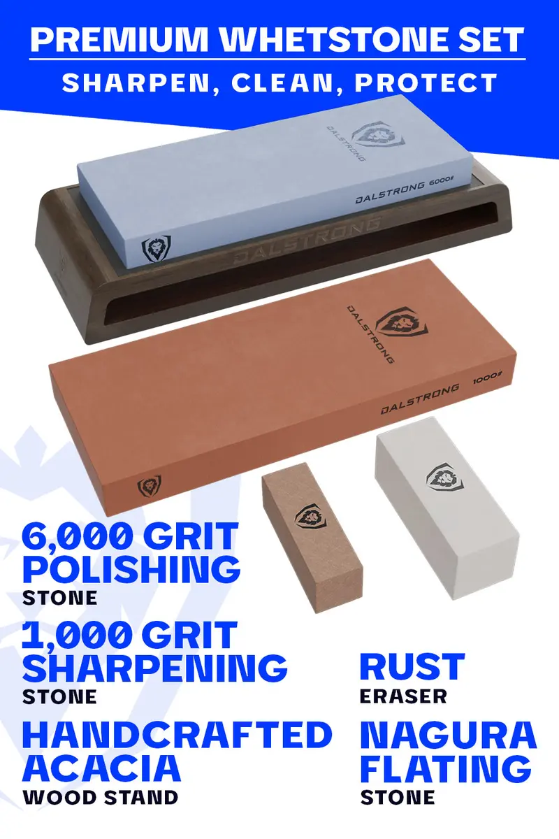 #1000 / #6000 Grit With Nagura Stone & Rust Eraser | Premium Whetstone Kit | Dalstrong © 2