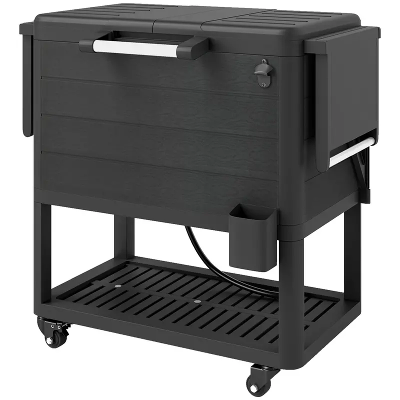 104 Quart Patio Cooler With Wheels And Bottle Opener, Black 2