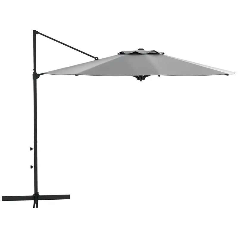 10Ft Cantilever Patio Umbrella With 360° Rotation And Tilt, Grey 1