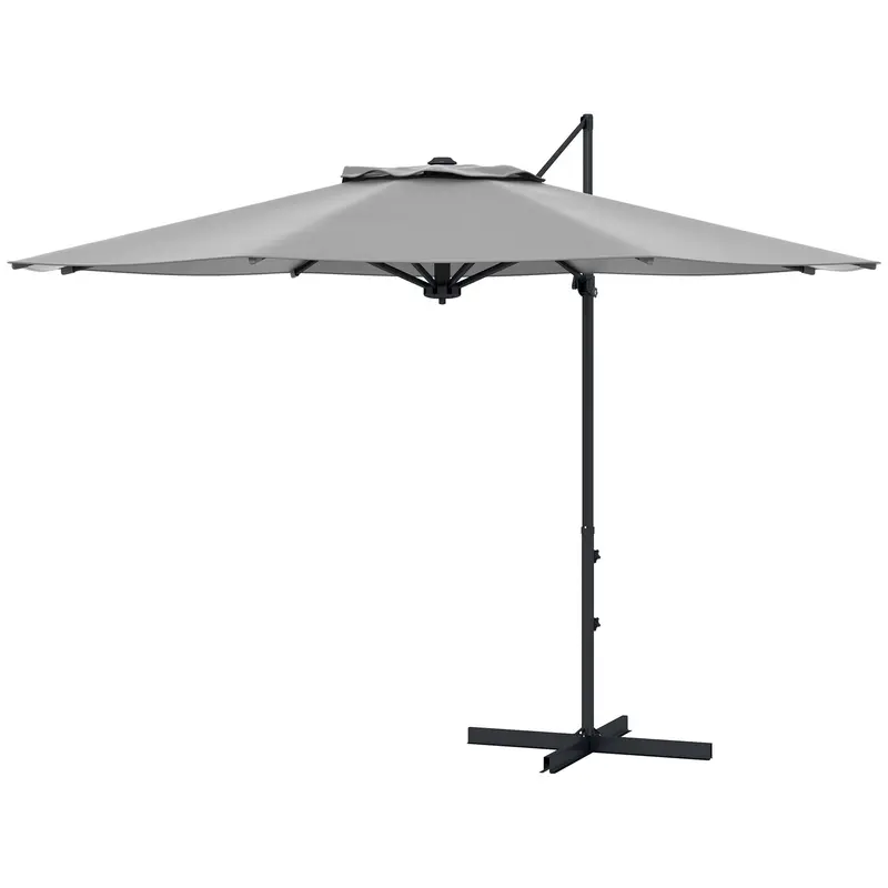 10Ft Cantilever Patio Umbrella With 360° Rotation And Tilt, Grey 2