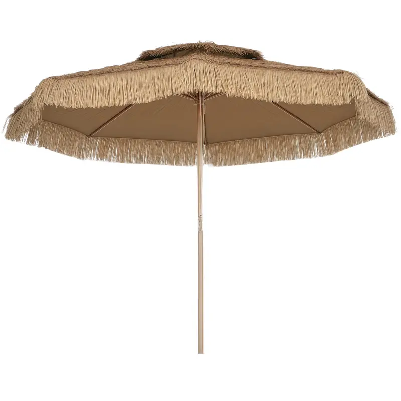 10Ft Hula Thatched Tiki Patio Umbrella With 2-Tier Canopy, Natural 1