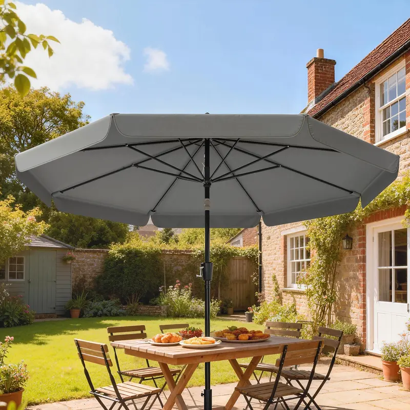 10Ft Patio Umbrella With Push Button Tilt And Crank, Dark Grey 1